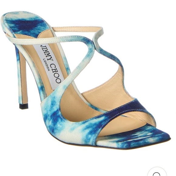 Jimmy Choo ANISE 95 Marbled Denim Women’s heel sandals Size EU 37 US 7 Medium - Picture 1 of 16